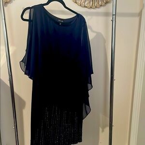 Xscape One Shoulder Black Dress